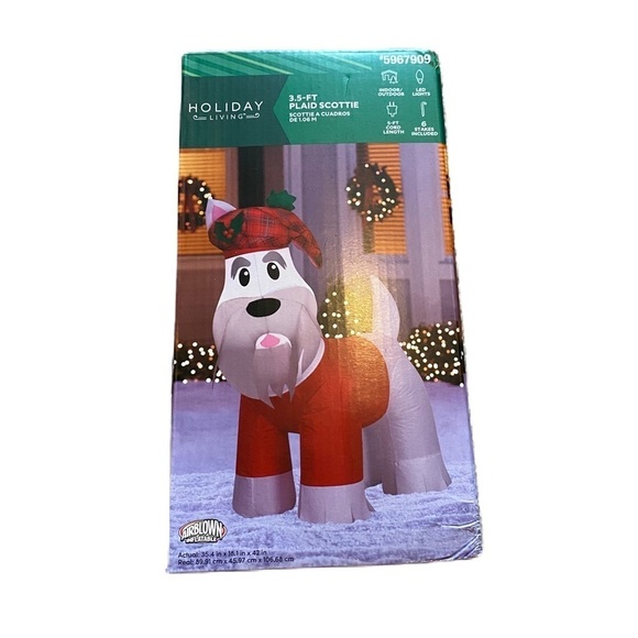 Scottie Dog Inflatable NEW Plaid Christmas Decoration 3.5 ft Red Blow Up - Picture 1 of 4